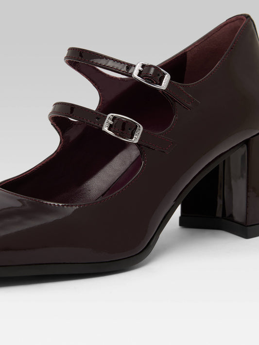 Alice - Escarpins babies cuir verni marron - Image numéro 3