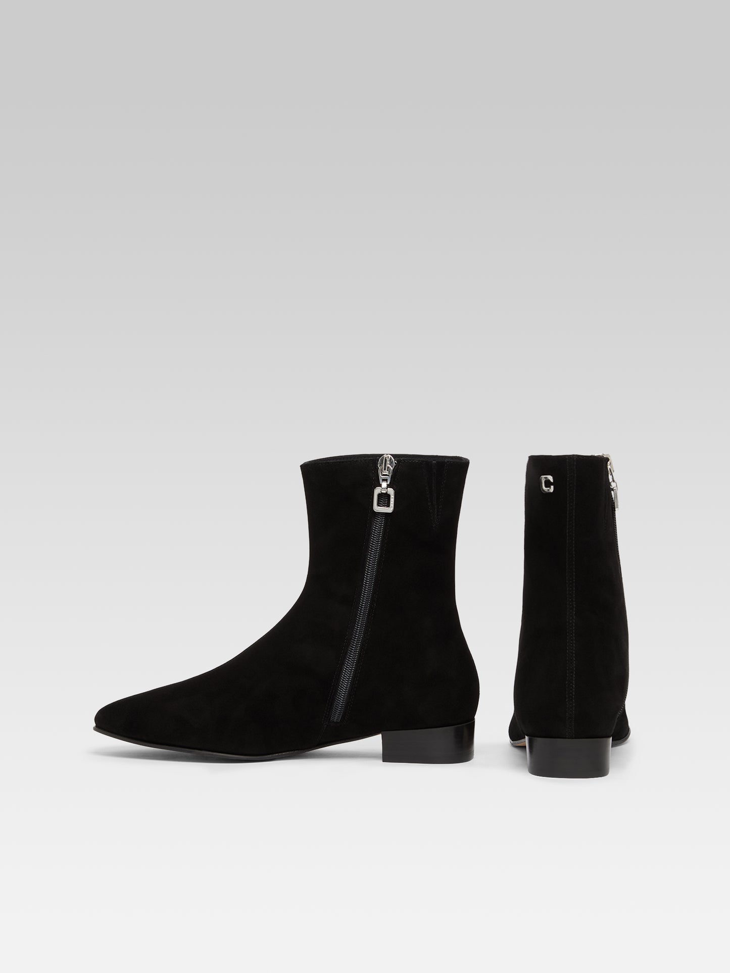 Aiglon - Bottines cuir velours noir