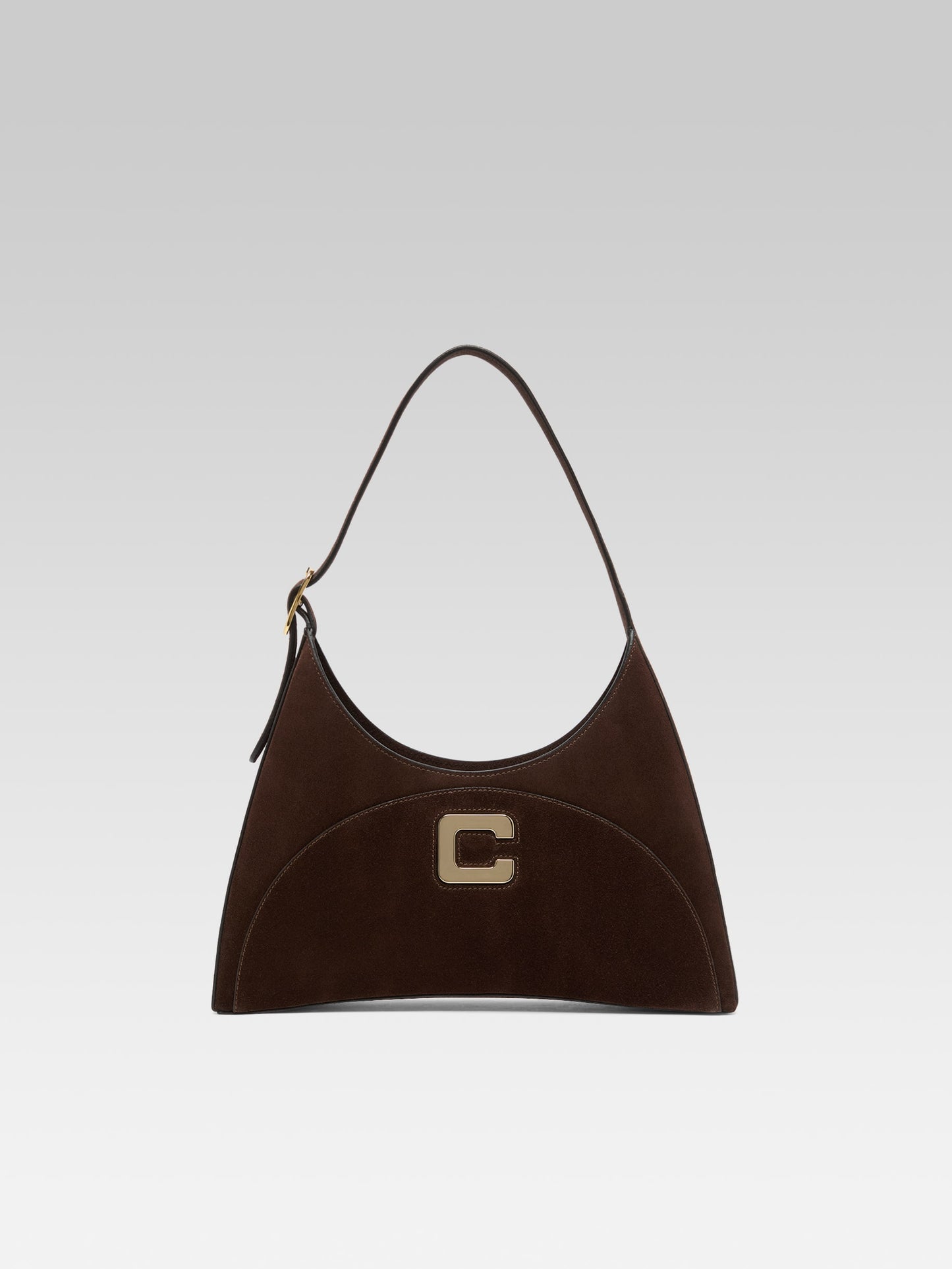 Concorde - Sac épaule cuir velours marron