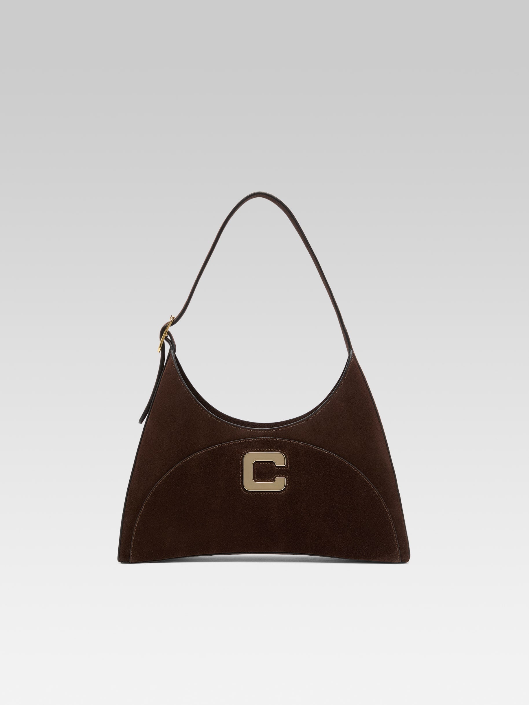 Concorde - Sac épaule cuir velours marron