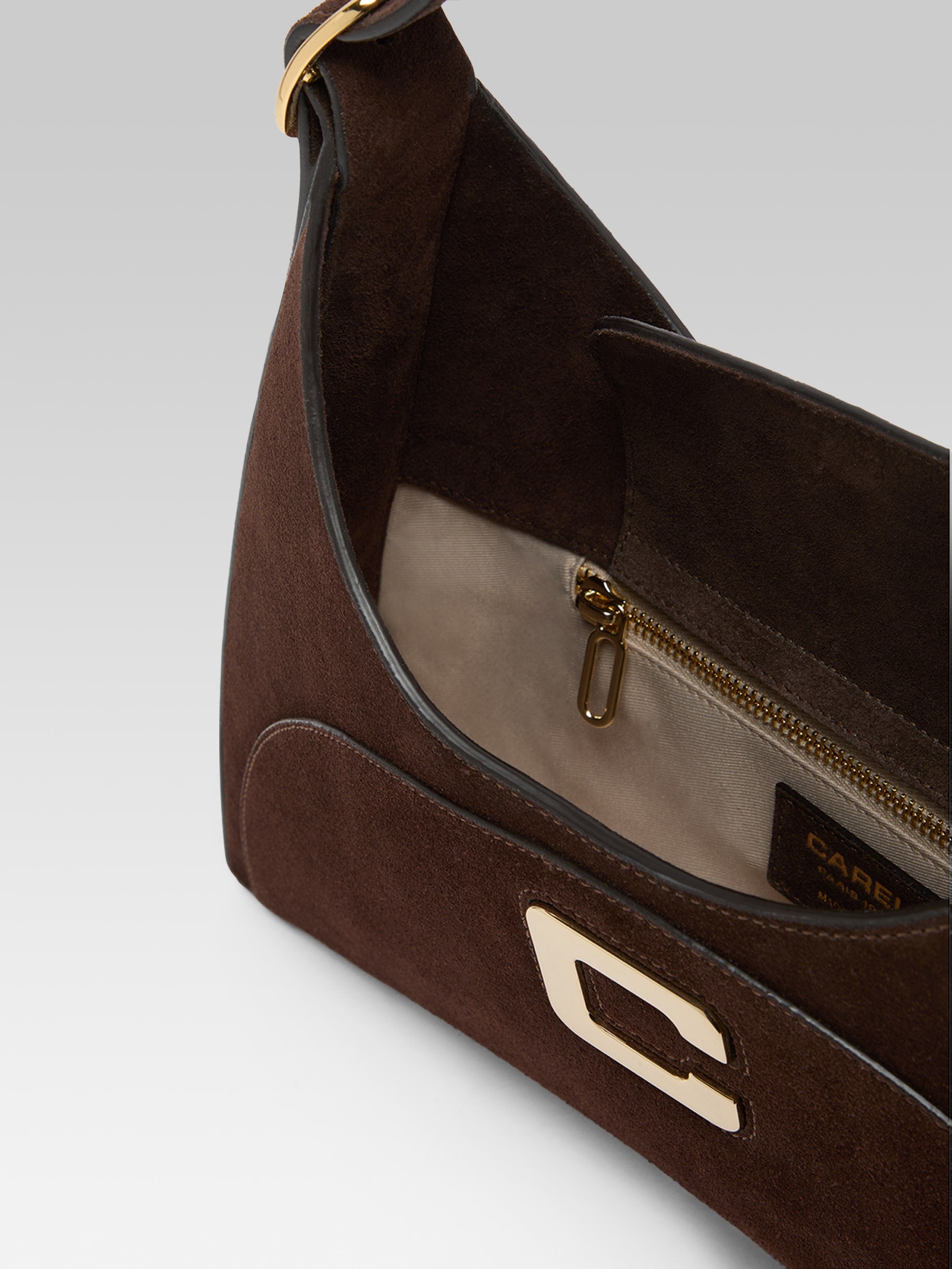Concorde - Sac épaule cuir velours marron - Image numéro 7