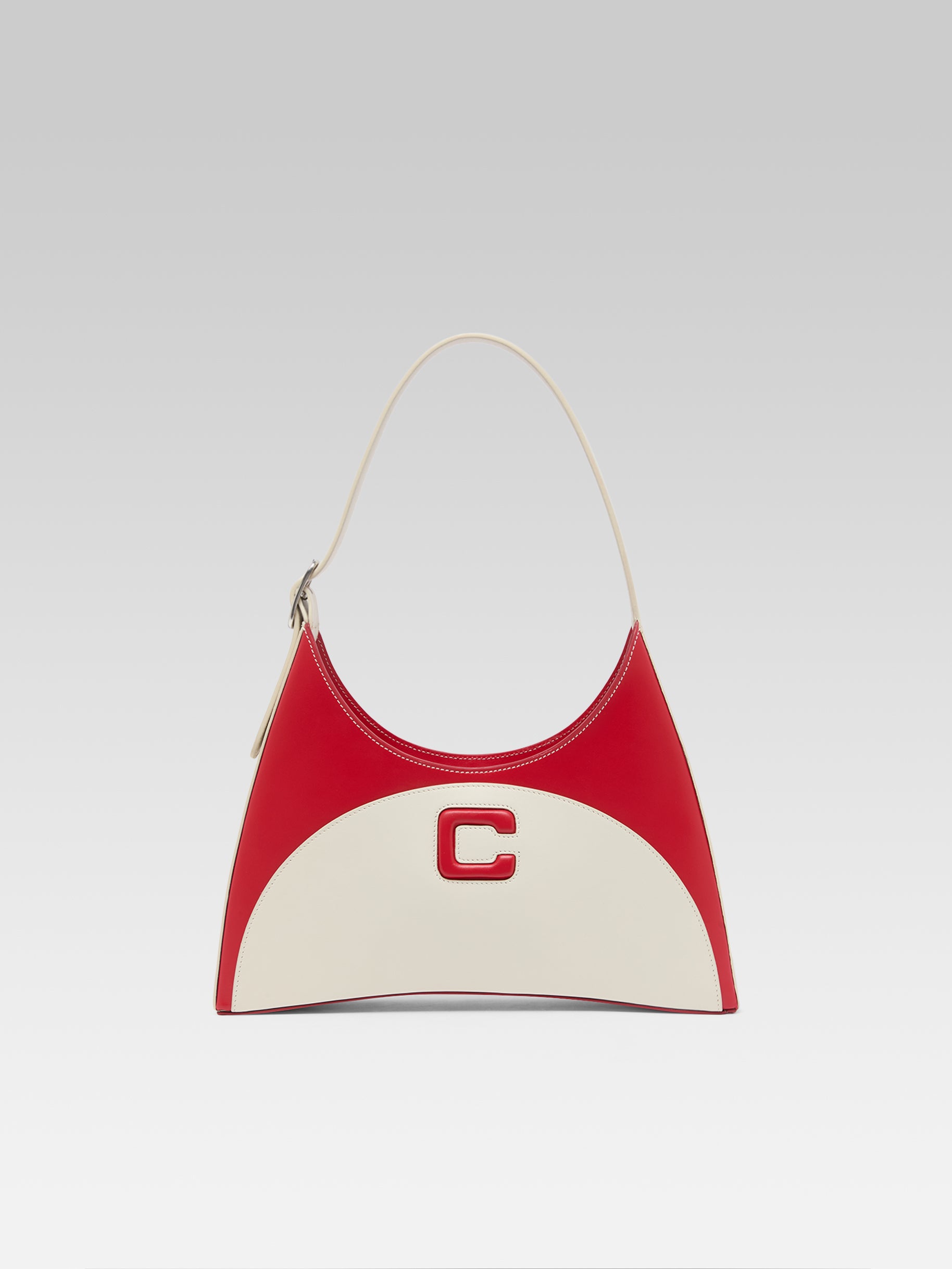 Concorde - Sac épaule cuir ivoire et rouge