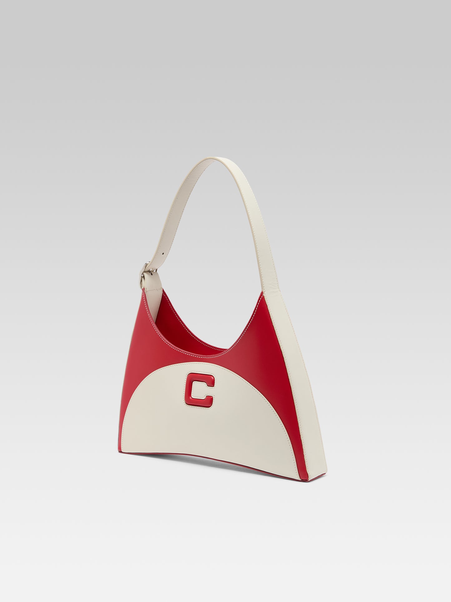 Concorde - Sac épaule cuir ivoire et rouge