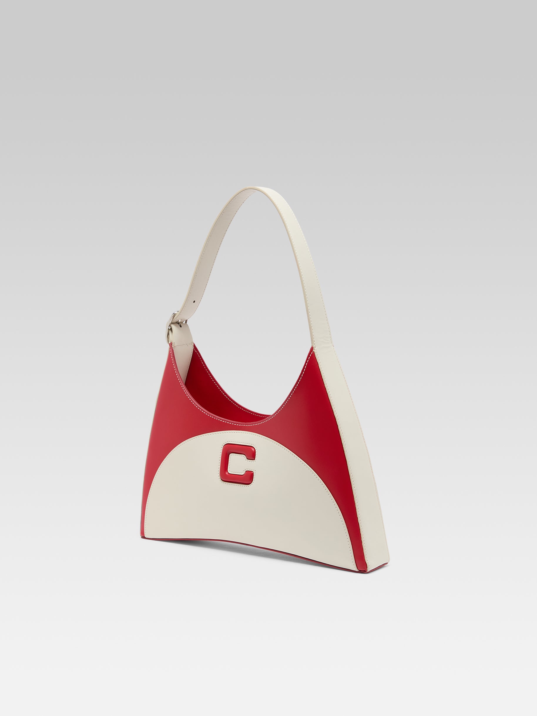 Concorde - Sac épaule cuir ivoire et rouge - Image numéro 4