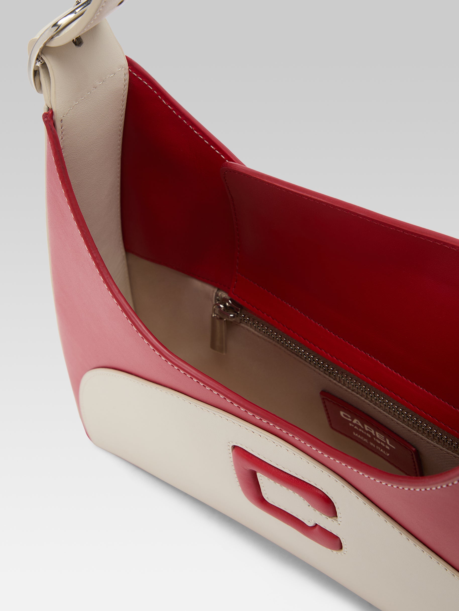 Concorde - Sac épaule cuir ivoire et rouge - Image numéro 5