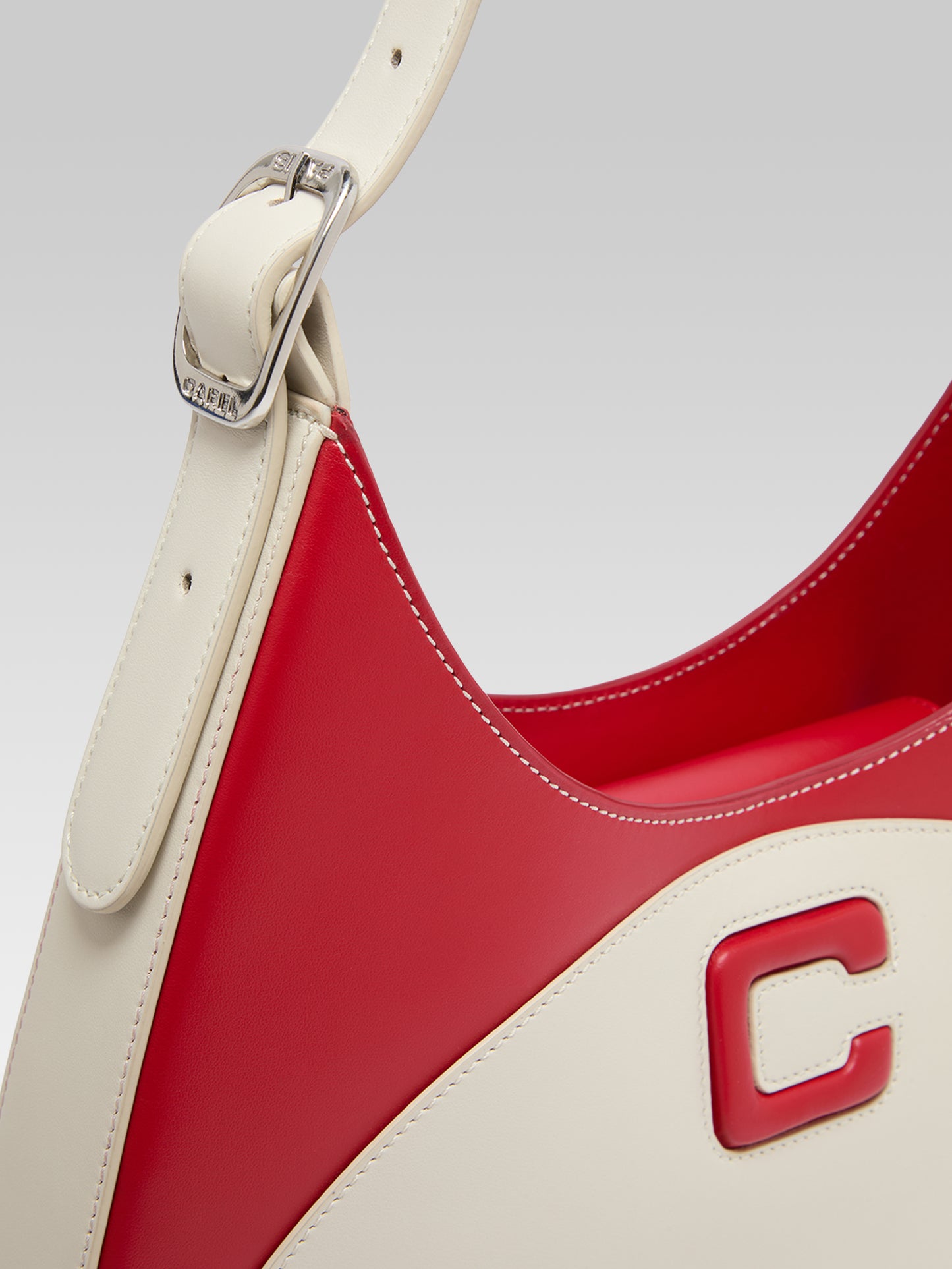 Concorde - Sac épaule cuir ivoire et rouge