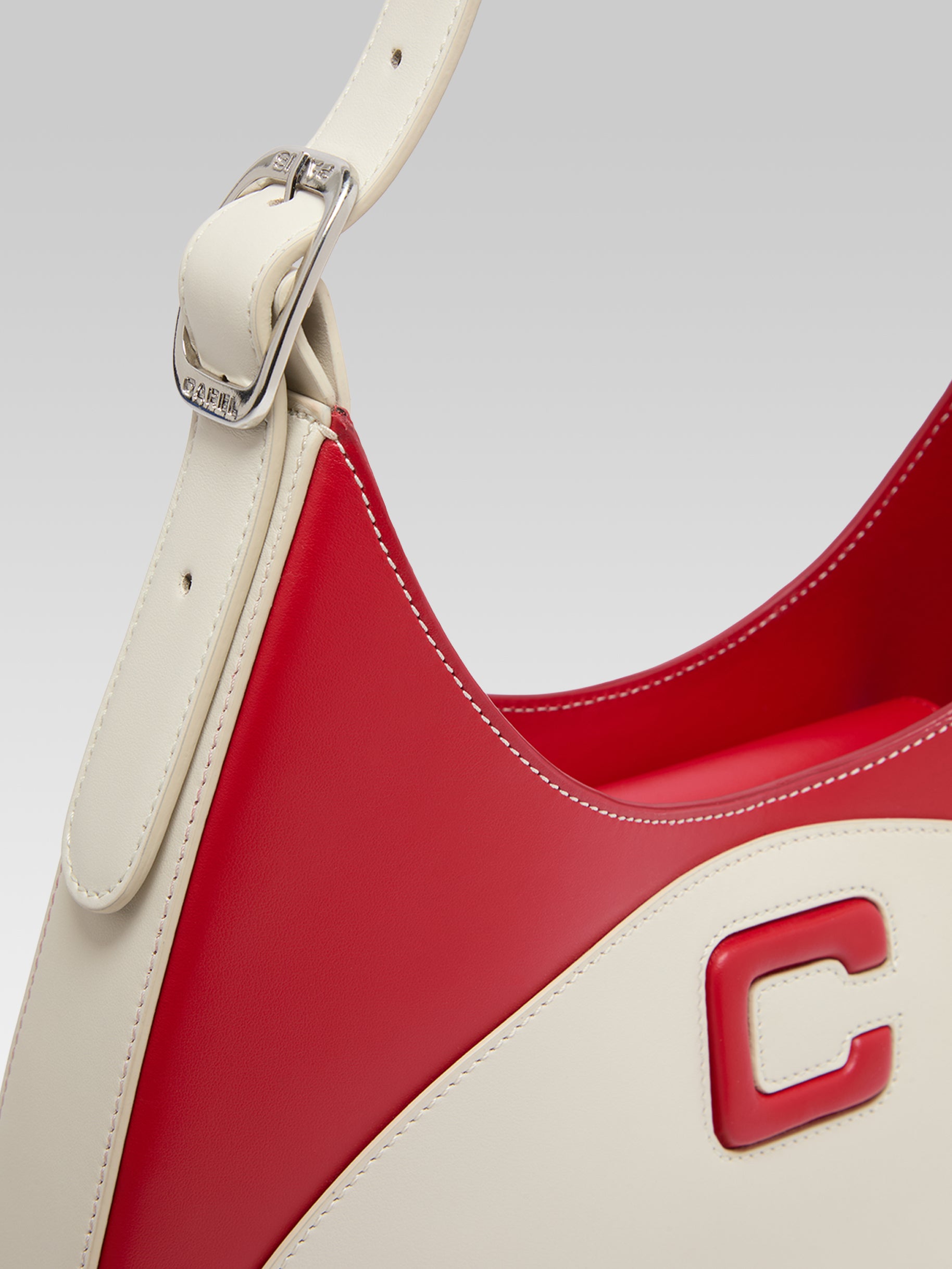 Concorde - Sac épaule cuir ivoire et rouge - Image numéro 2