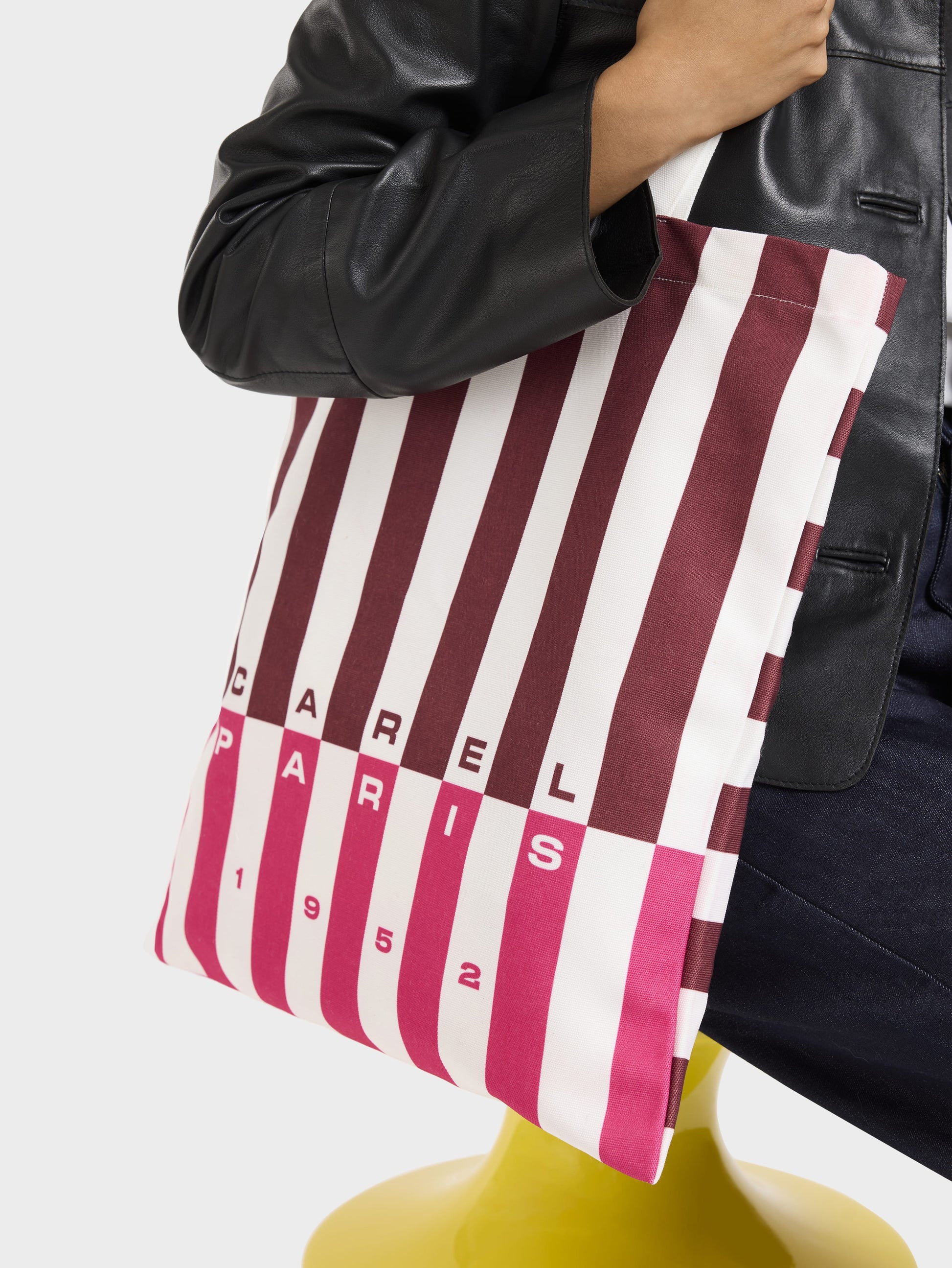 Baya - Tote bag tissu bayadère rose et bordeaux - Image numéro 5