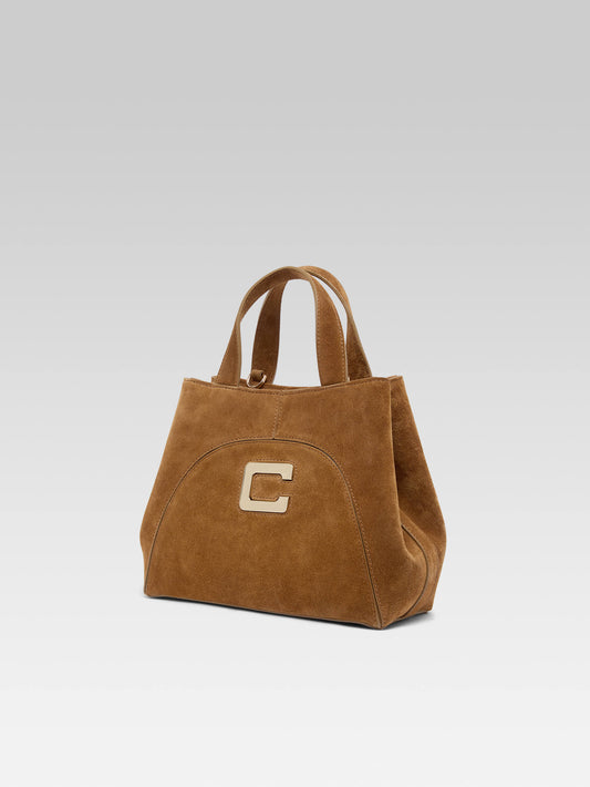 Clem - Mini sac cabas cuir velours camel - Image numéro 2