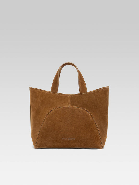 Clem - Mini sac cabas cuir velours camel - Image numéro 3
