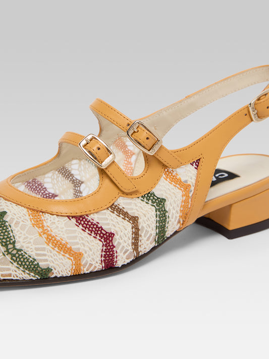 Peche - Babies slingback cuir verni mangue et crochet ivoire - Image numéro 6