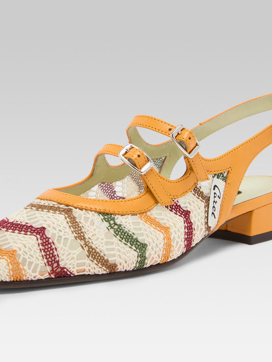 Peche - Mango patent leather and ivory crochet slingback Mary Janes - Image number 4