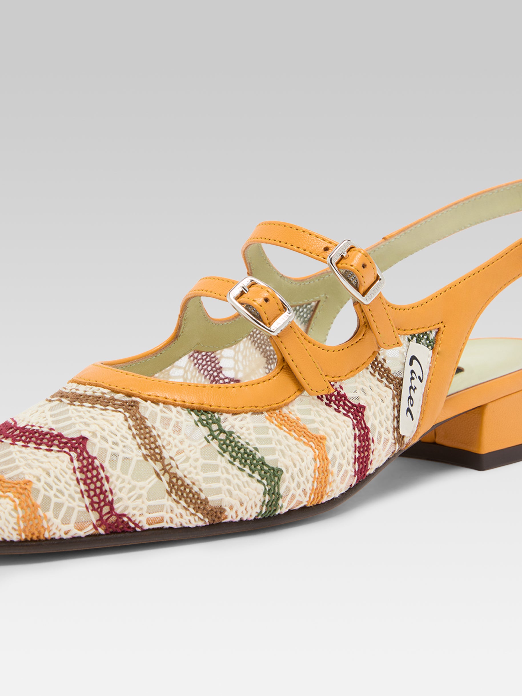 Peche - Mango patent leather and ivory crochet slingback Mary Janes - Image number 4