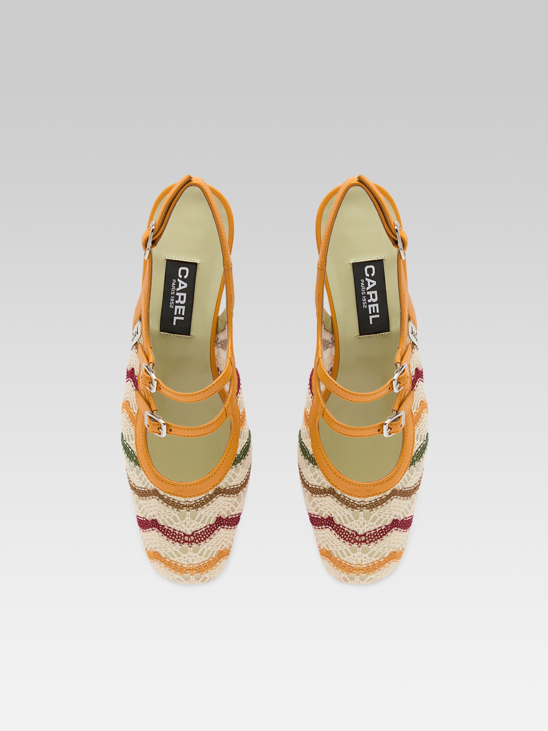 Peche - Mango patent leather and ivory crochet slingback Mary Janes - Image number 6