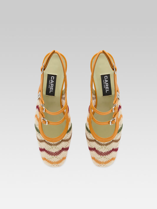 Peche - Babies slingback cuir verni mangue et crochet ivoire - Image numéro 4