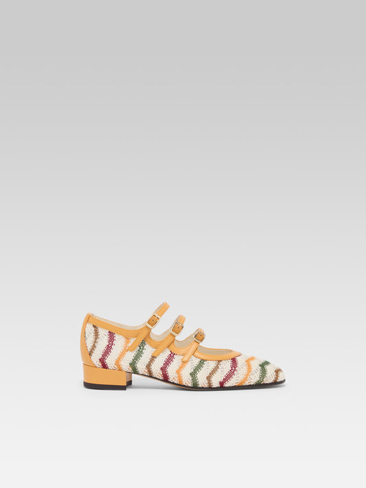 Ariana - Ballerines babies cuir verni mangue et crochet ivoire - Image numéro 1