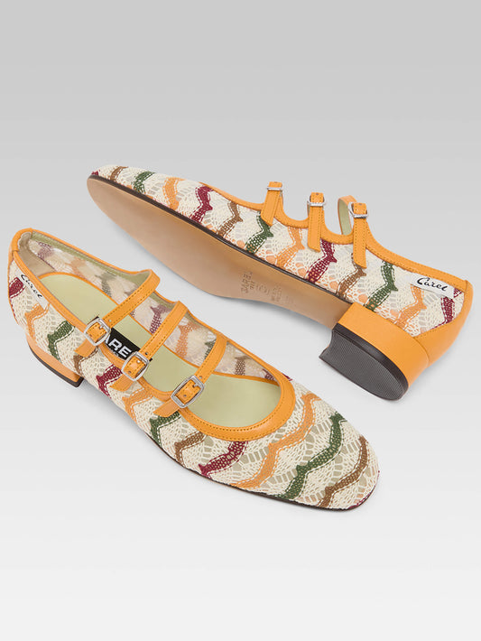 Ariana - Ballerines babies cuir verni mangue et crochet ivoire - Image numéro 5