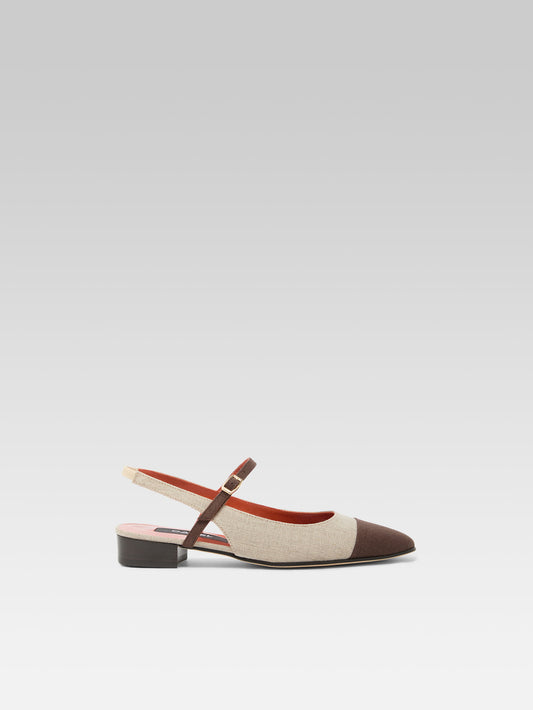 Oceano - Beige and brown fabric slingback - Image number 1