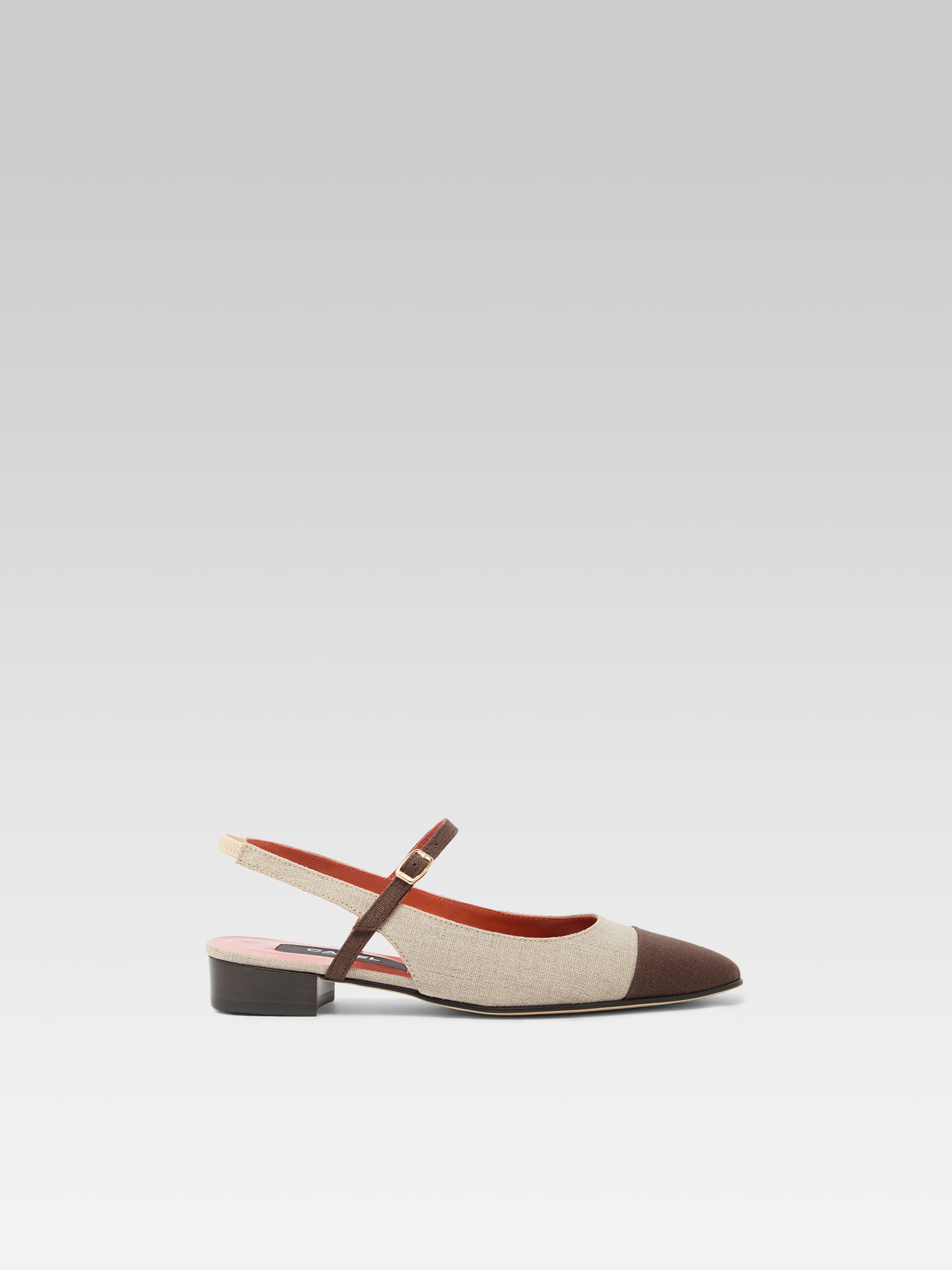 Oceano - Slingback tissus beige et marron - Image numéro 1