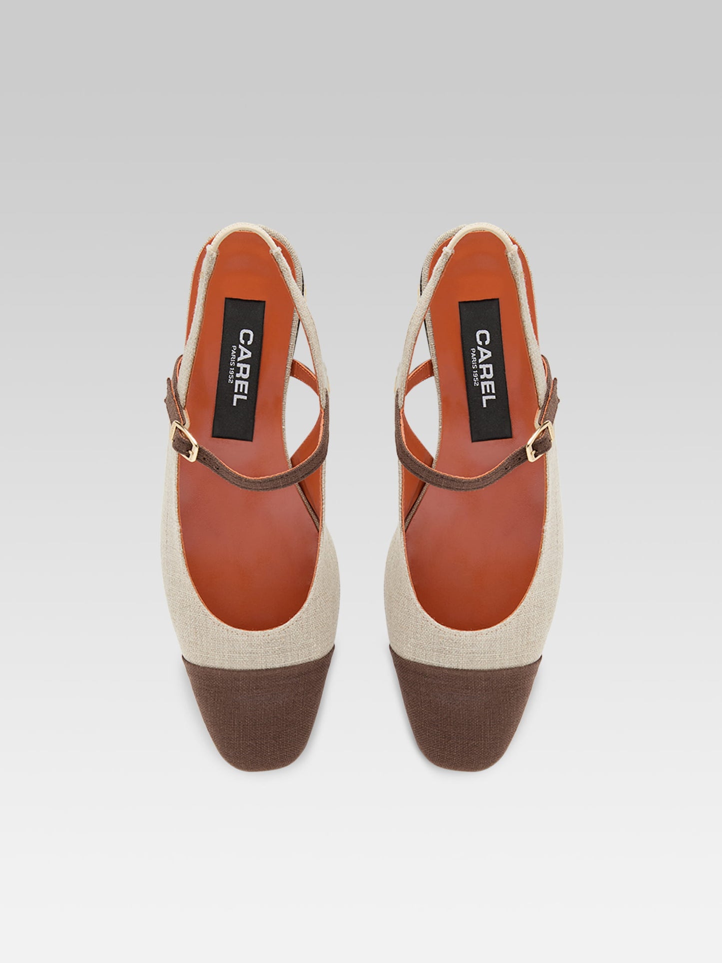 Oceano - Slingback tissus beige et marron