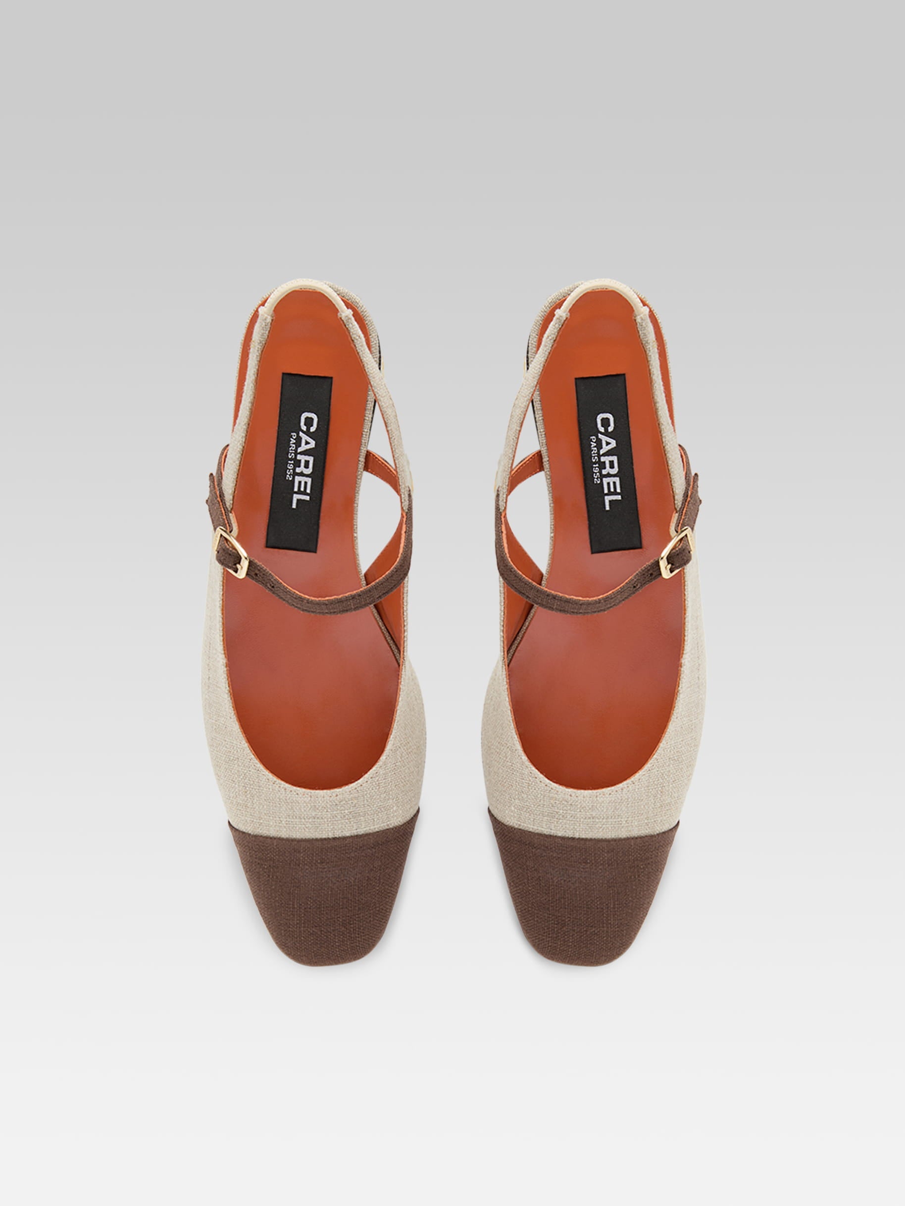 Oceano - Slingback tissus beige et marron - Image numéro 4