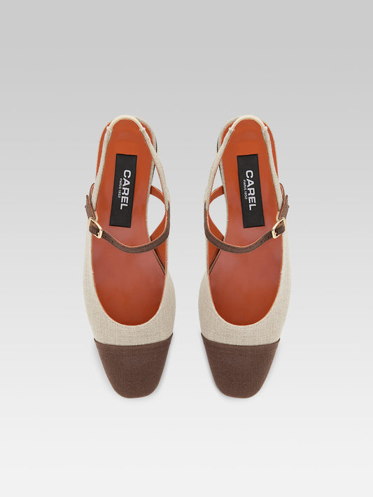 Oceano - Beige and brown fabric slingback - Image number 4