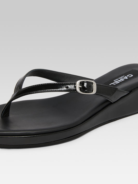 Piscine - Black patent leather sandals - Image number 3