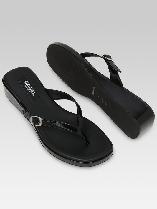 Piscine - Black patent leather sandals - Image number 5