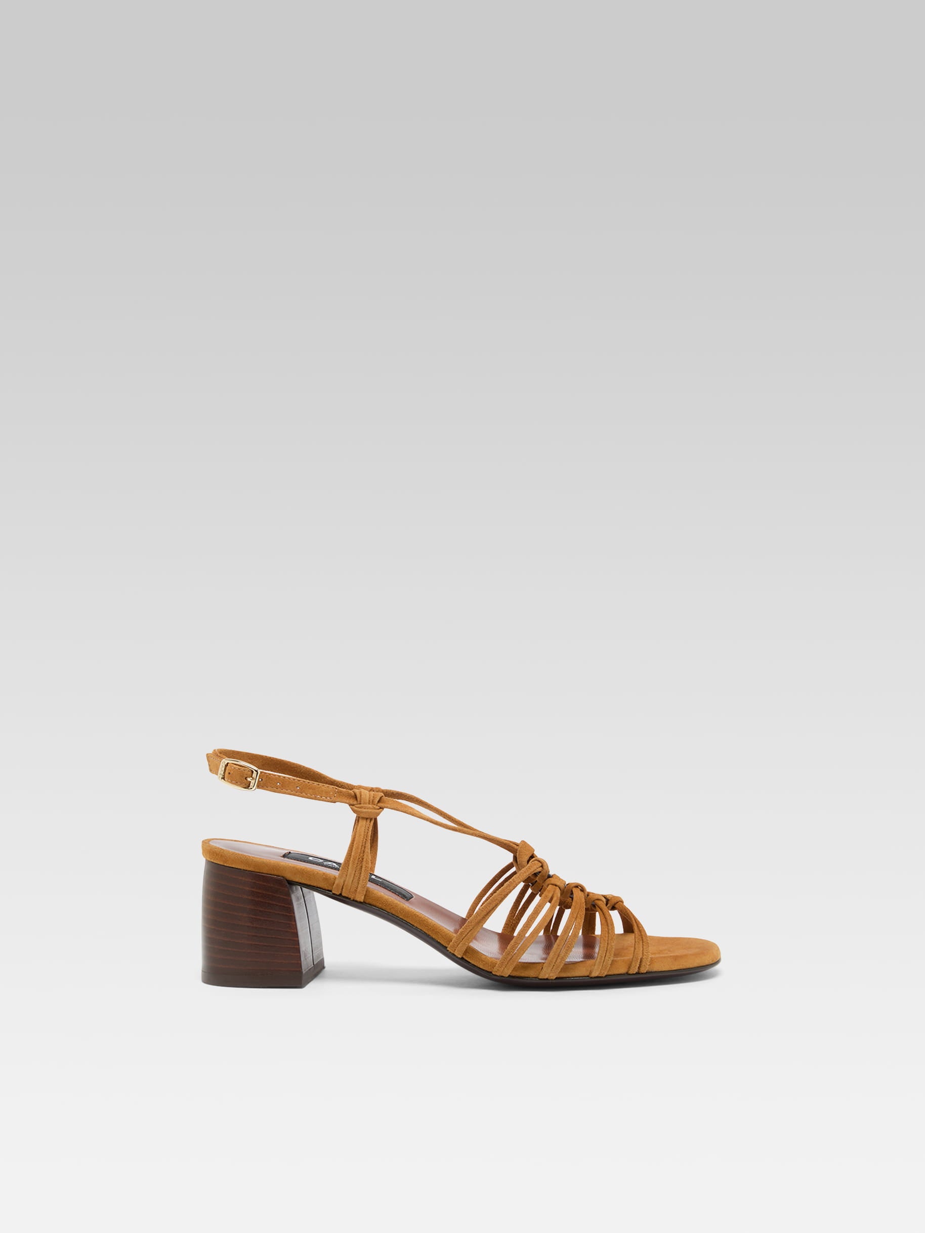 Copacabana - Sandales cuir velours cognac