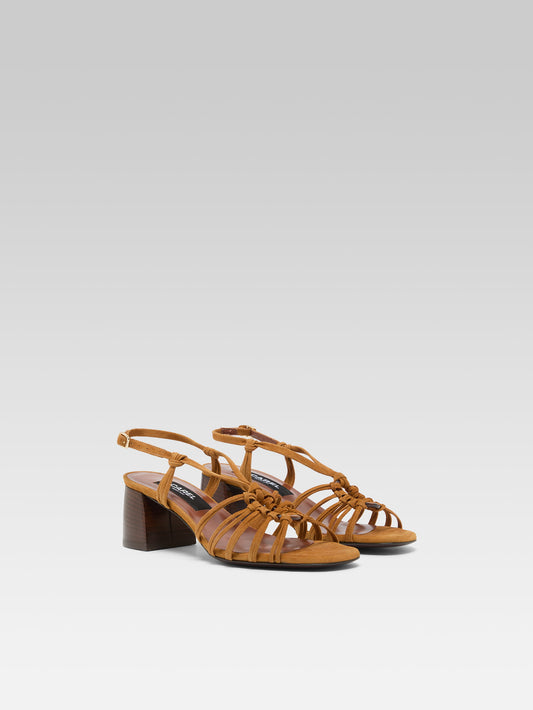 Copacabana - Sandales cuir velours cognac - Image numéro 2