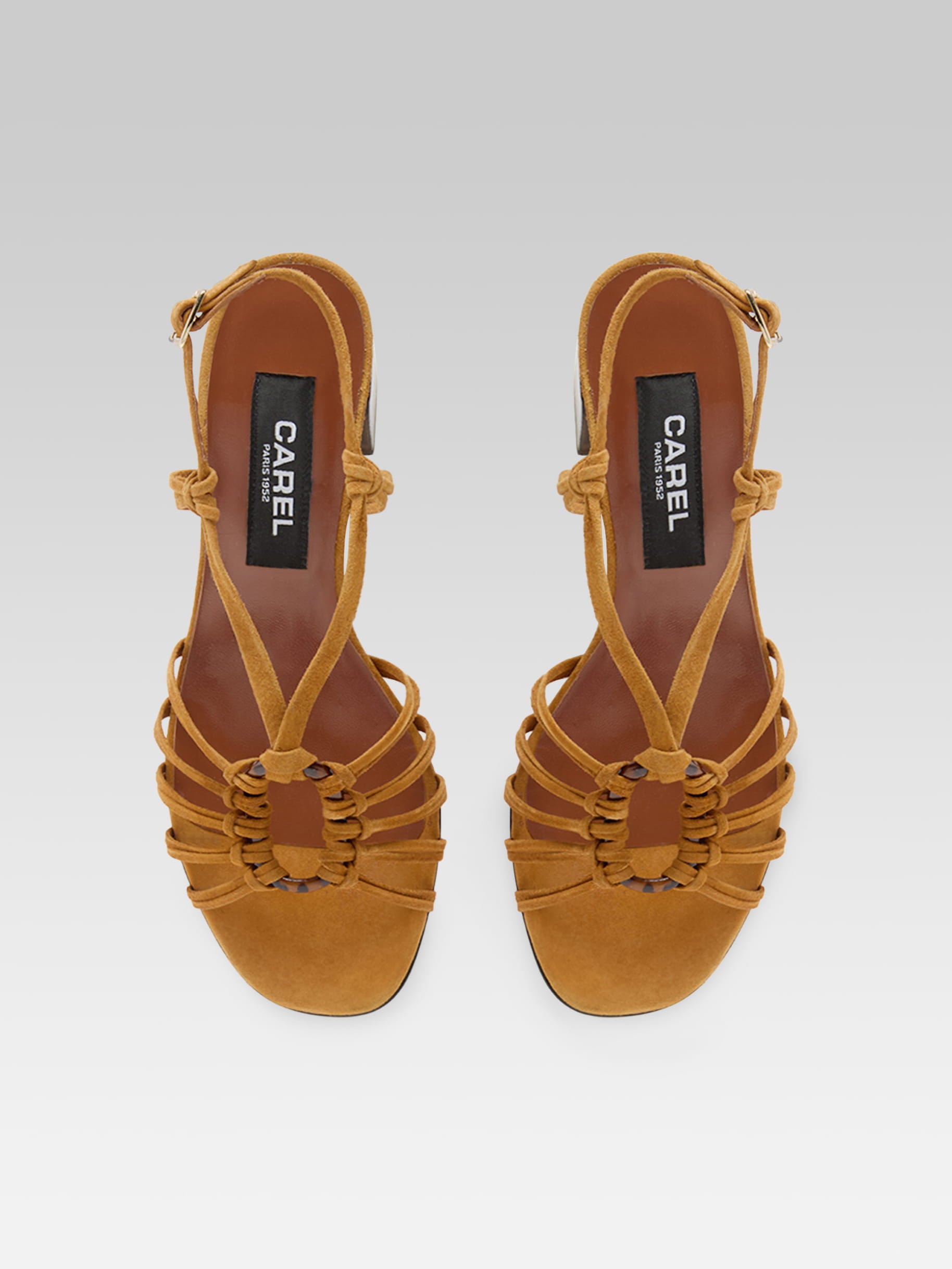 フランス オ—ルドバカラ ペントレ—「セルペンティ」 Copacabana - Cognac suede leather sandals | Carel Paris
