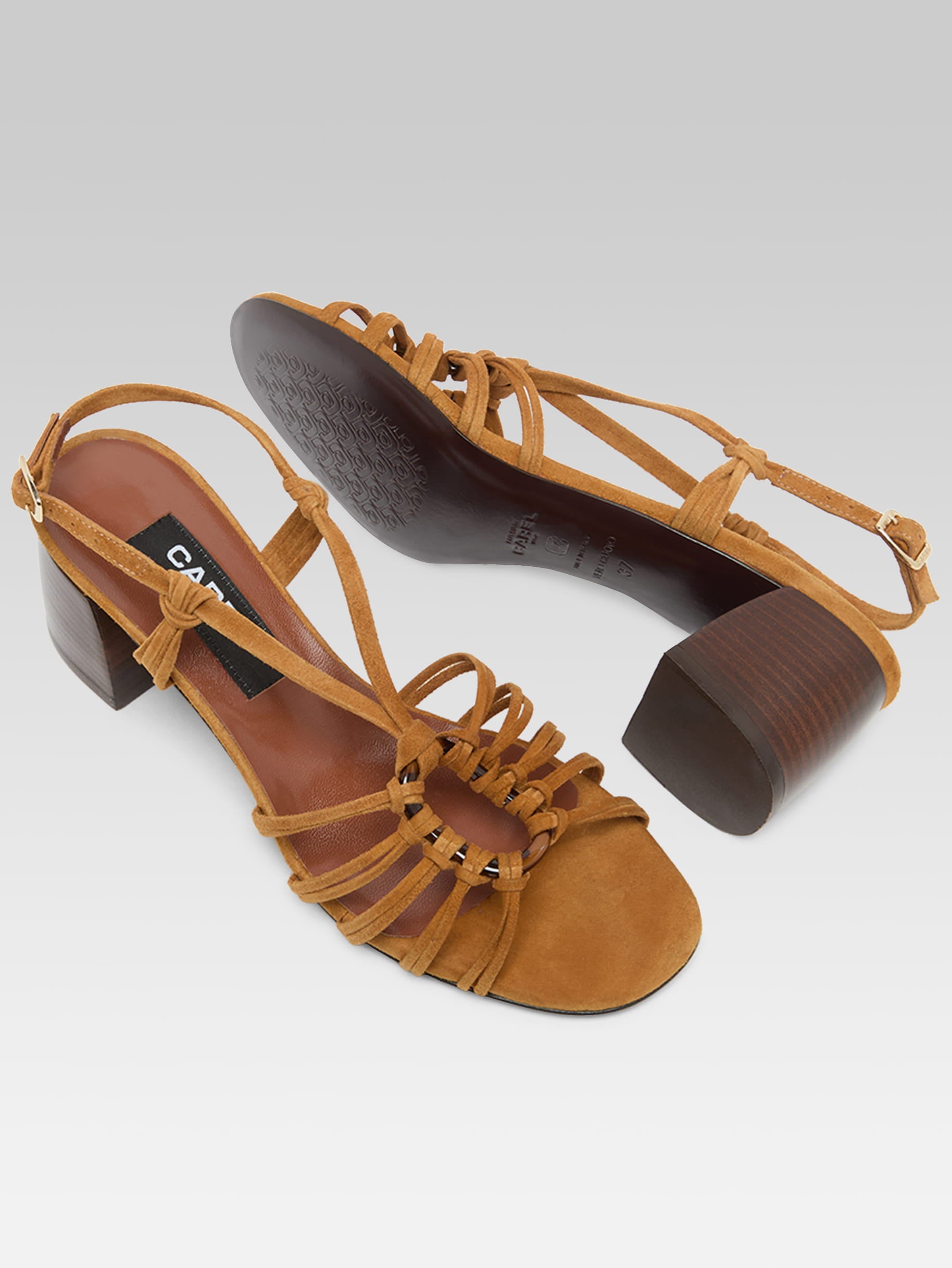Copacabana - Cognac suede leather sandals | Carel Paris