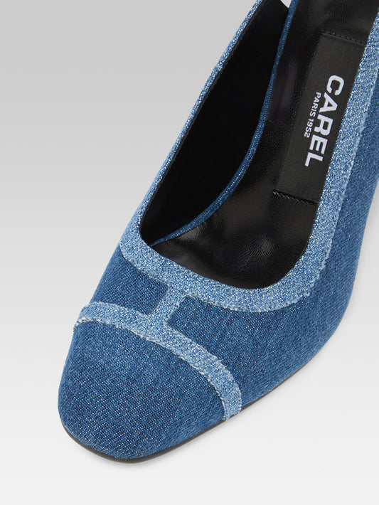 Alizee - Escarpins slingback tissu bi-jeans - Image numéro 4