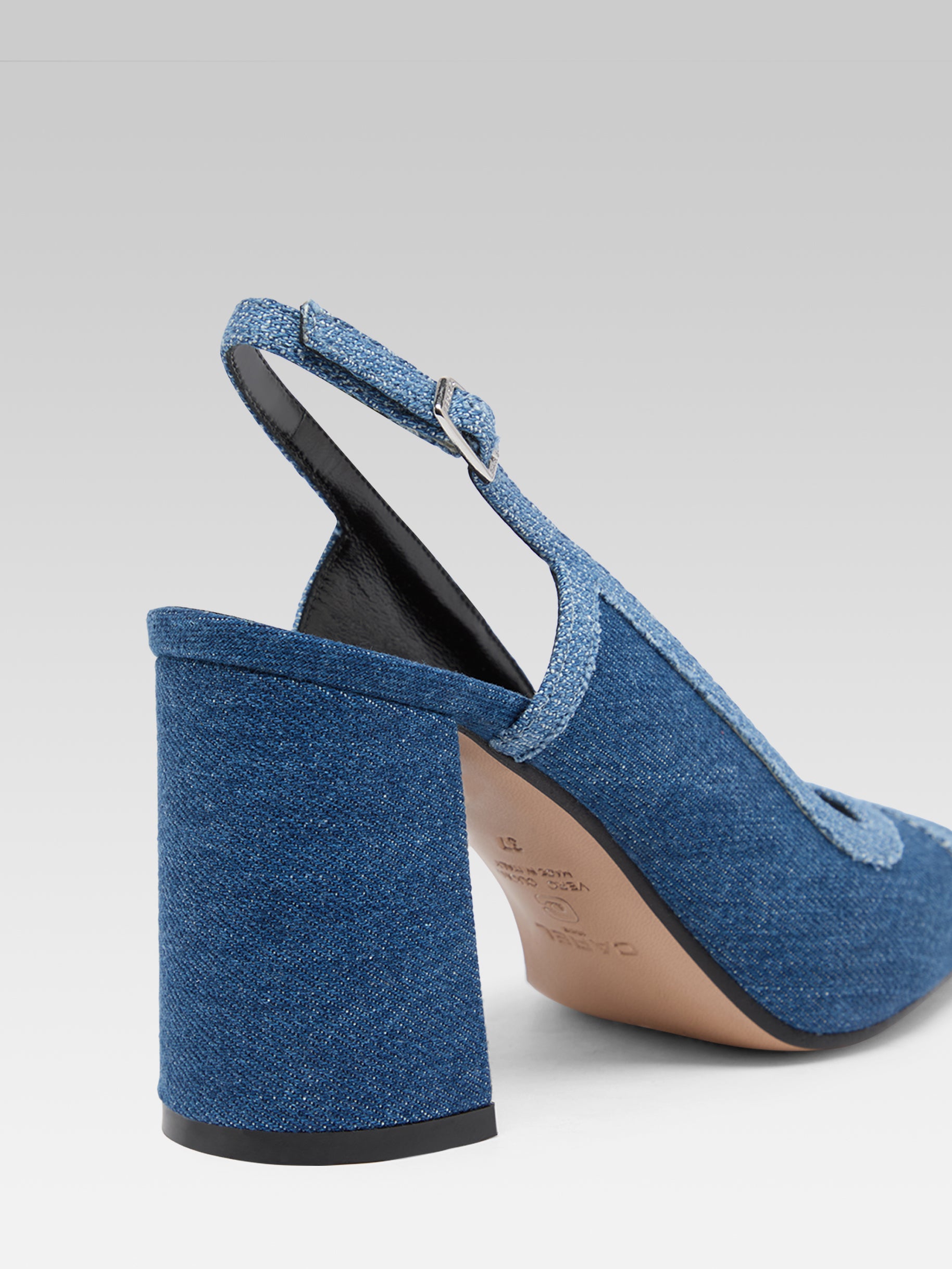 Alizee - Escarpins slingback tissu bi-jeans - Image numéro 5