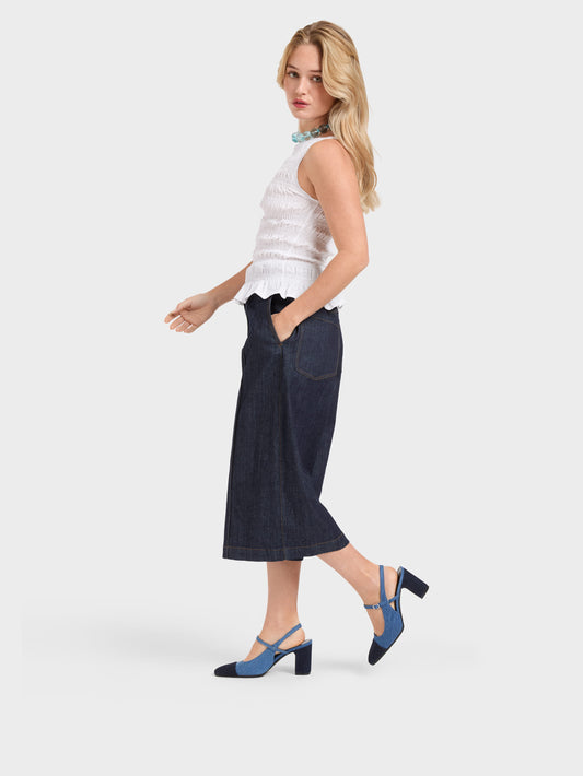 Oceane - Blue bi-denim heeled slingback - Image number 8