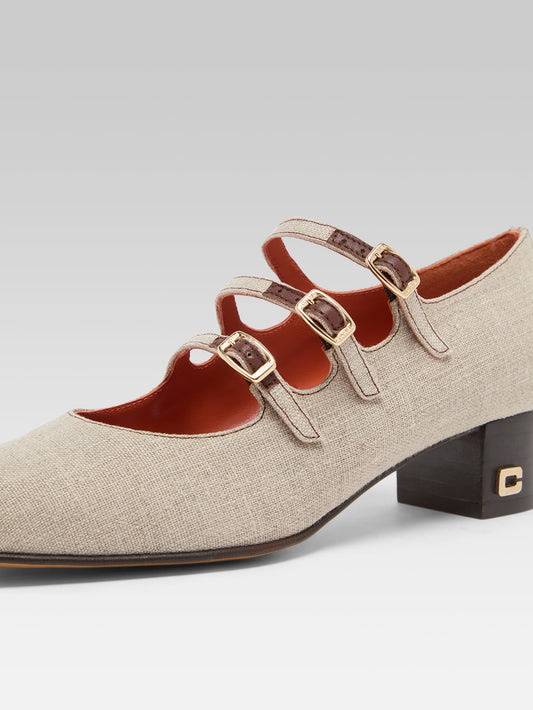 Kina - Escarpins babies tissu beige - Image numéro 2