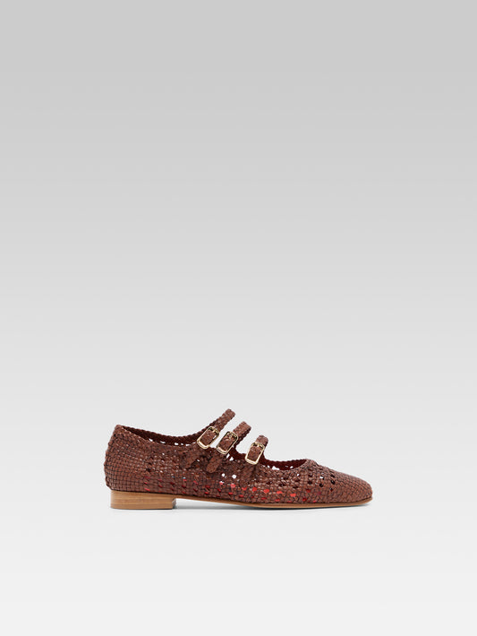 Ariana - Cognac braided leather ballet flats - Image number 1