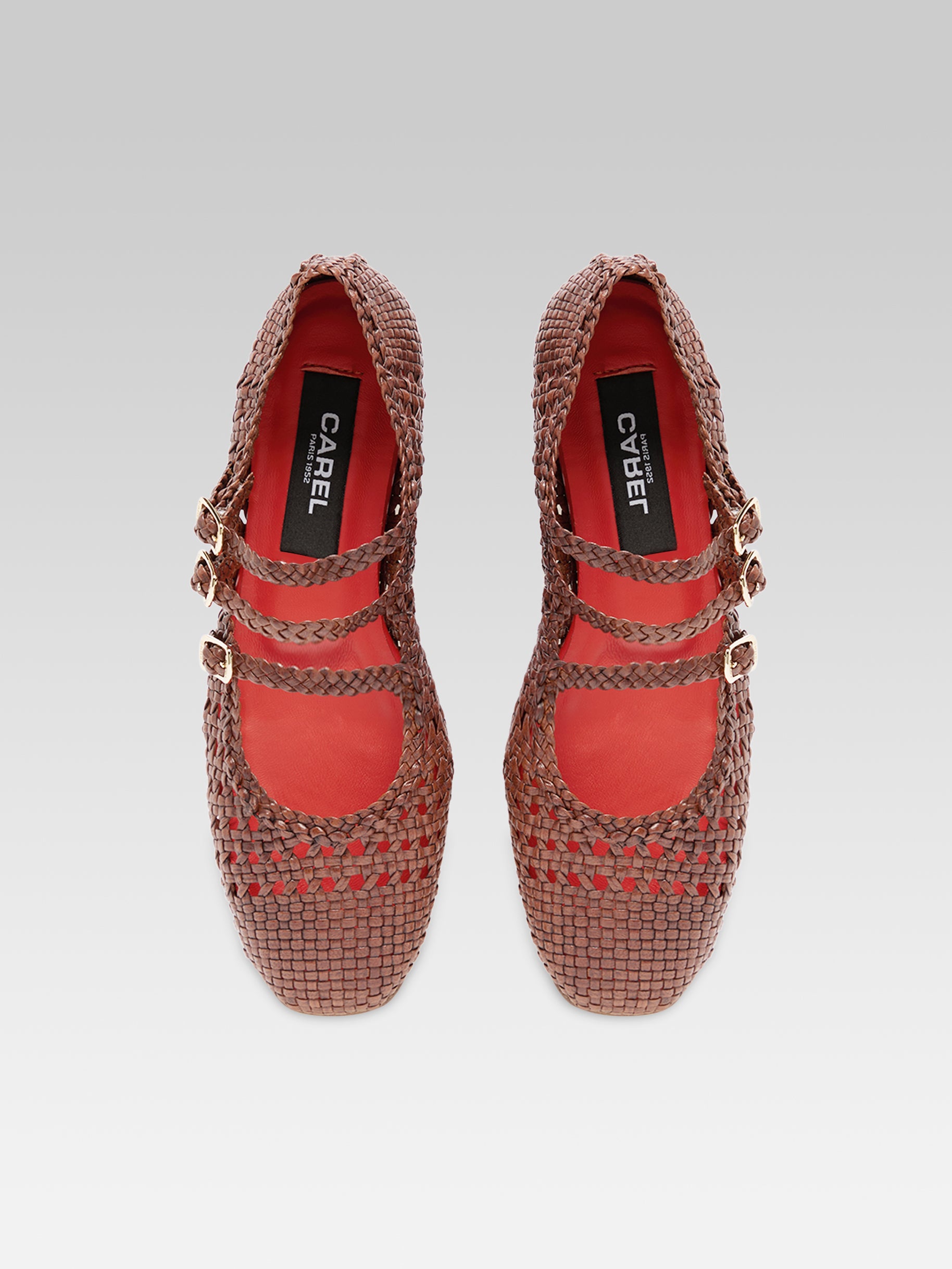 Ariana - Ballerines babies cuir tressé cognac - Image numéro 5