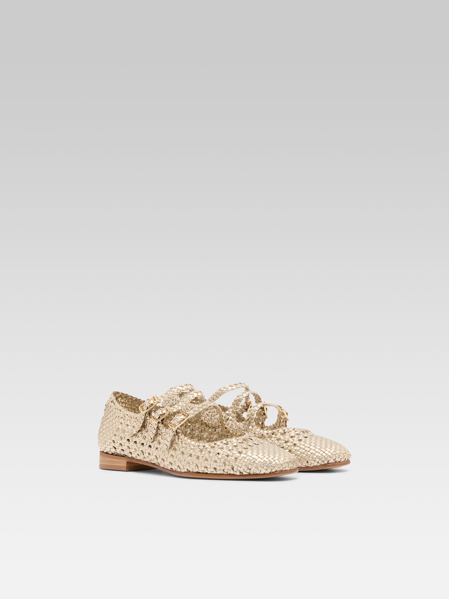 Ariana - Platinum braided leather ballet flats - Image number 3