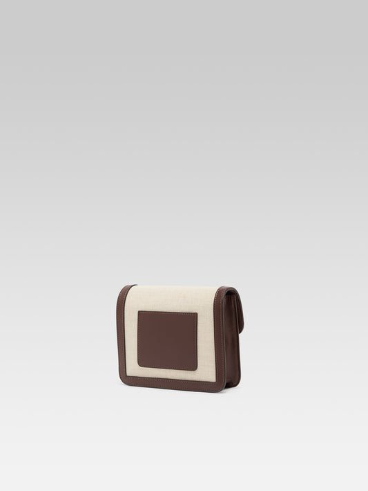 Mini Sorbonne - Brown leather and beige canvas bag - Image number 2