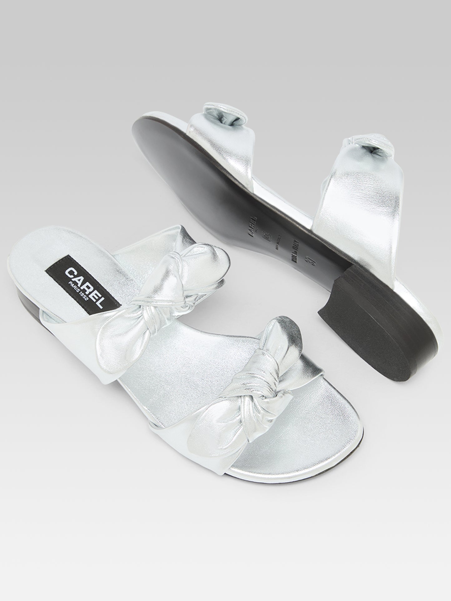 Bikini - Mules cuir argent