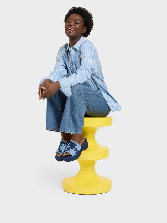 Adri - Two-tone floral denim mules - Image number 3