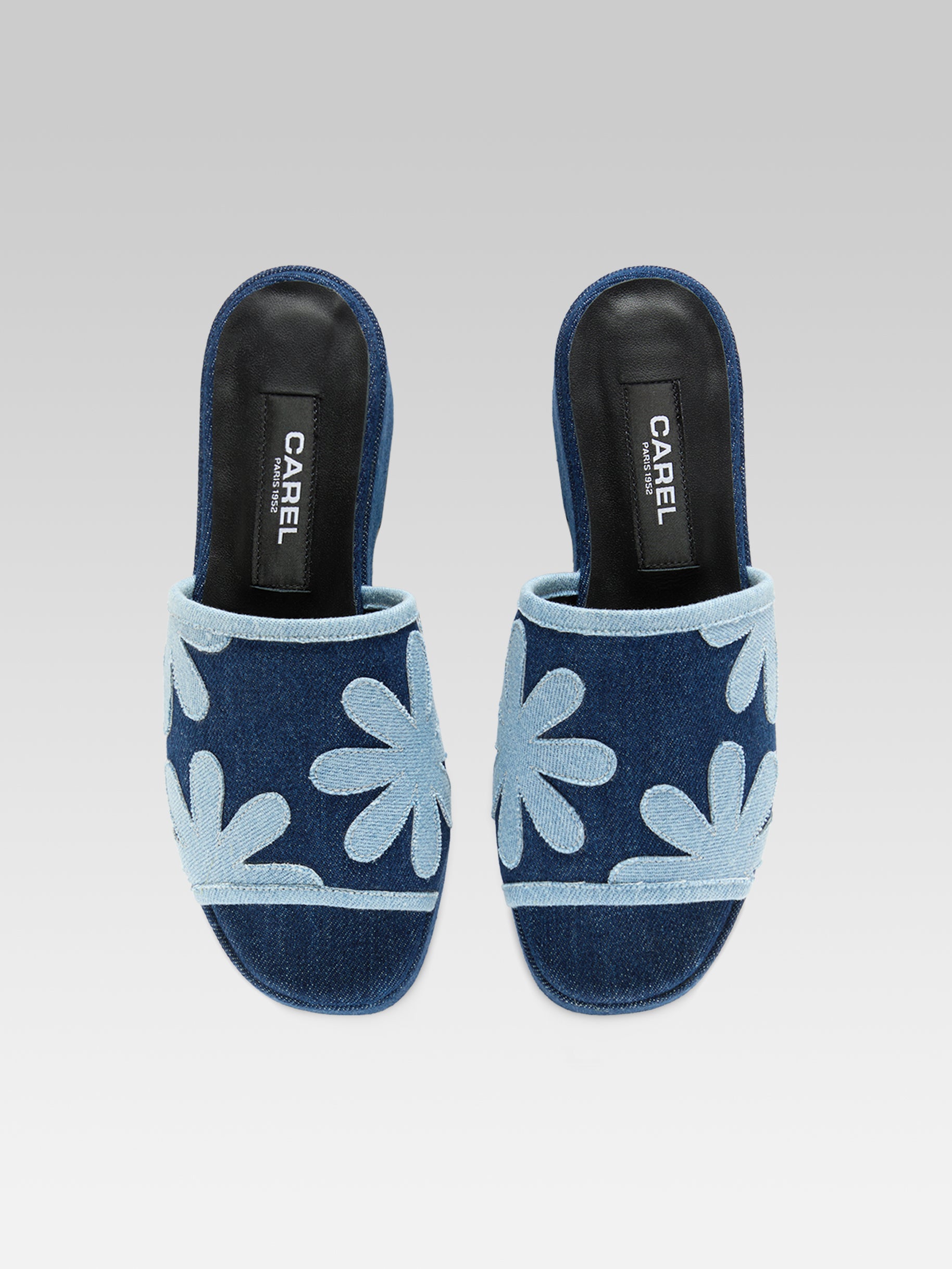 Adri - Mules tissu bi-jeans à fleurs - Image numéro 4