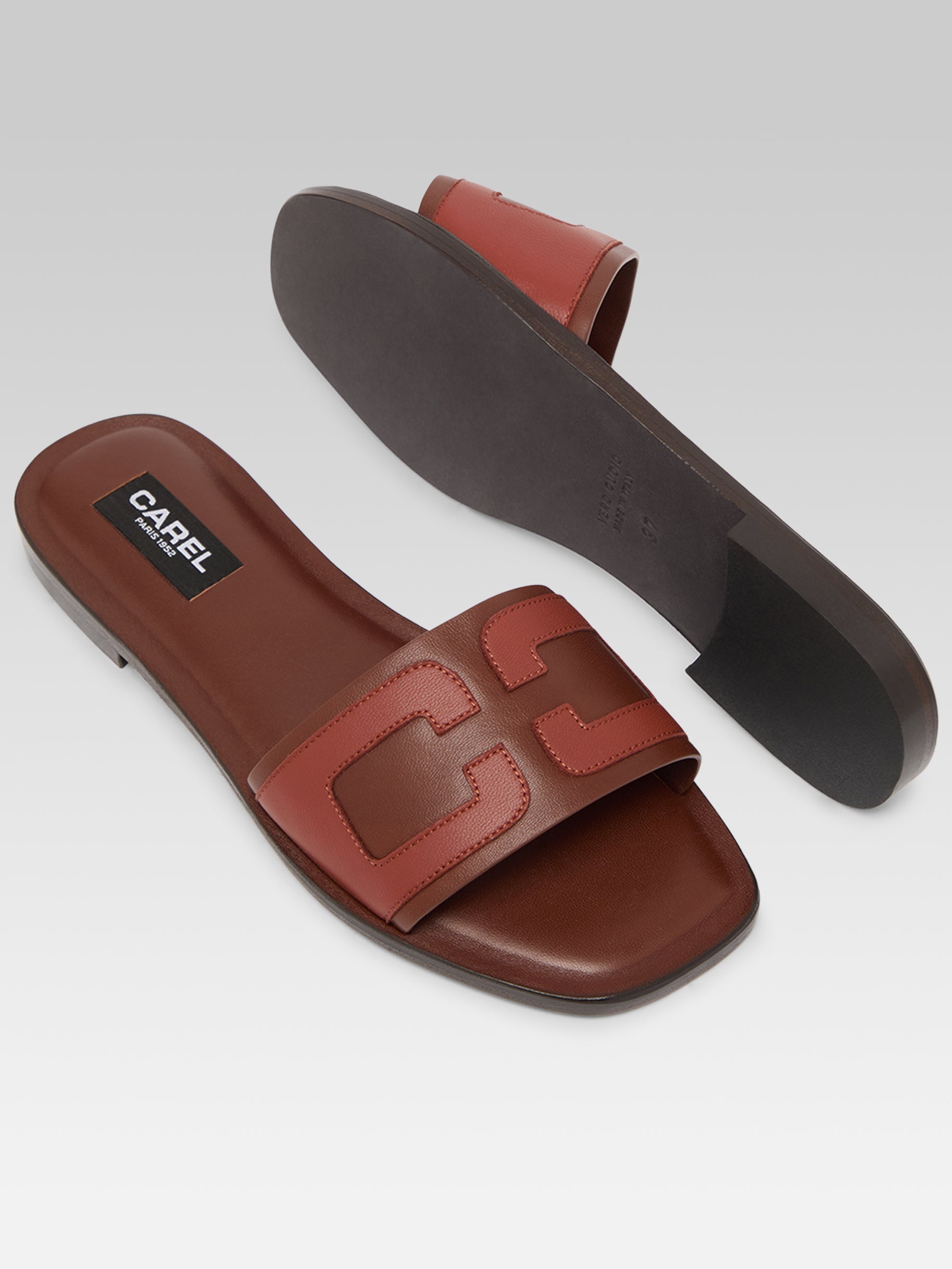 Brasilia - Mules cuir marron et cognac - Image numéro 5