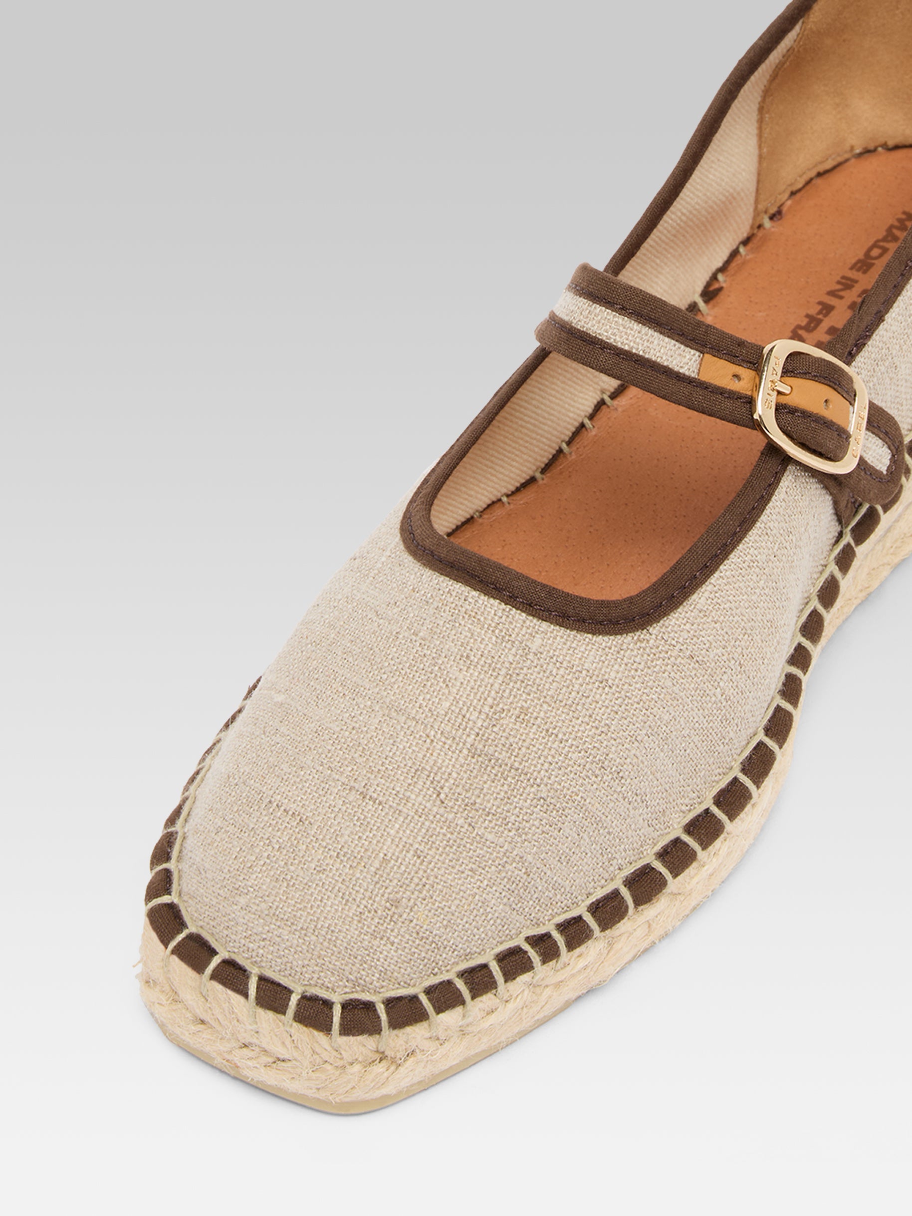 Lagoa - Beige and brown fabric espadrille Mary Janes - Image number 5