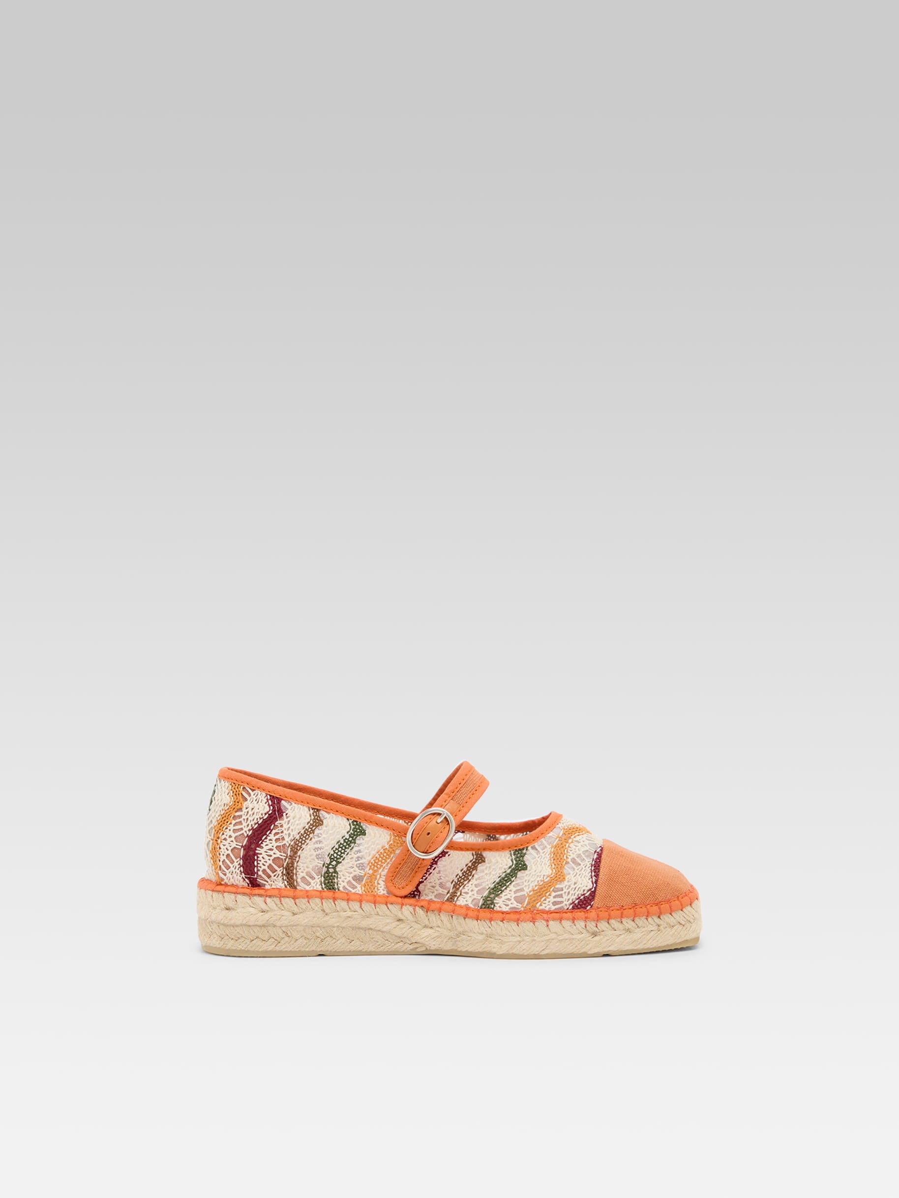 Paraiso - Espadrilles babies tissu orange et crochet - Image numéro 1