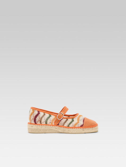 Paraiso - Espadrilles babies tissu orange et crochet