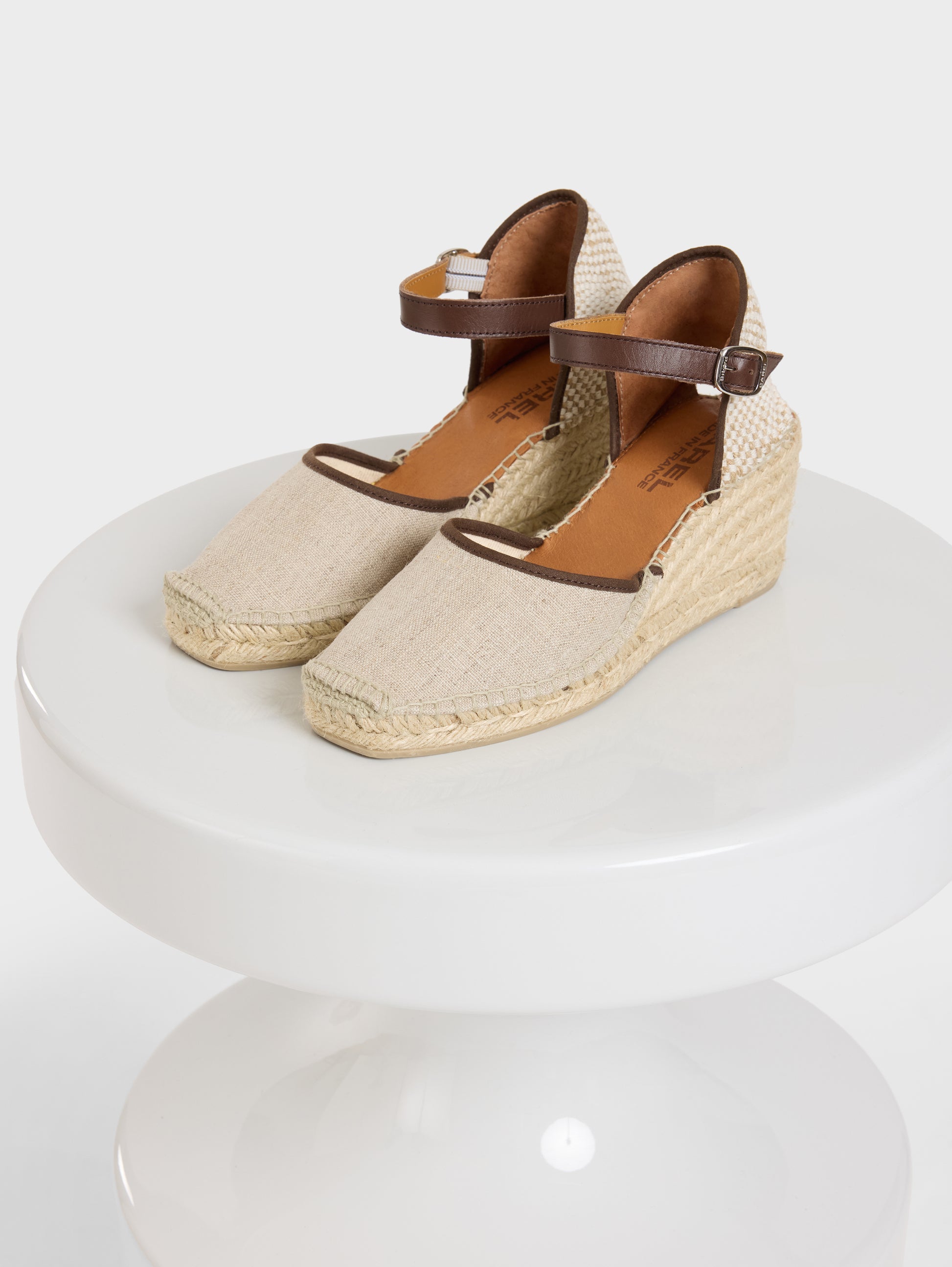 Rio - Beige and brown canvas wedge espadrilles - Image number 3