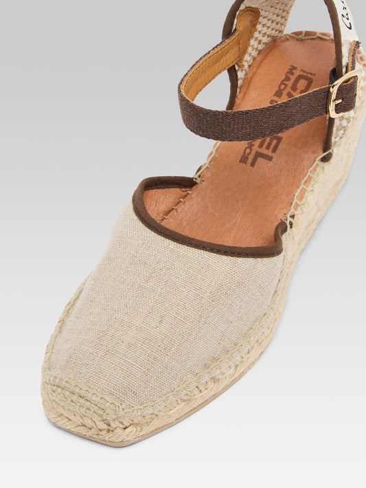 Rio - Espadrilles compensées toile beige et marron - Image numéro 3