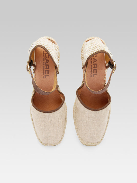 Rio - Espadrilles compensées toile beige et marron - Image numéro 4